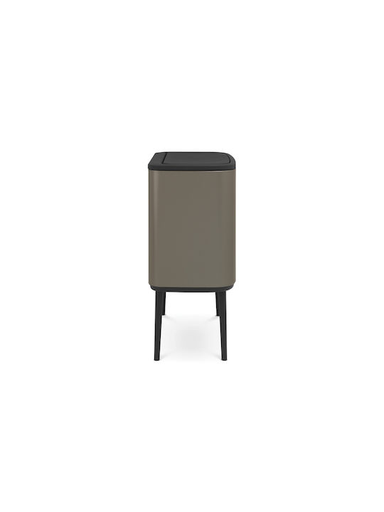 Brabantia Recycling Waste Bin Metallic Push Platinum 33L