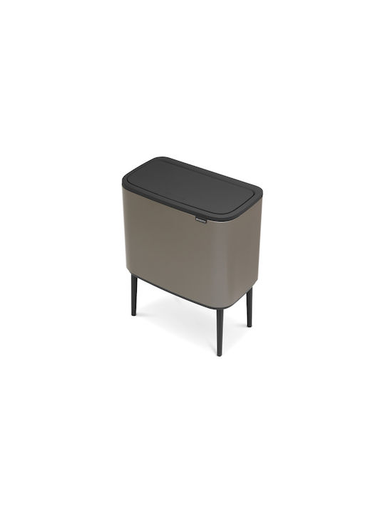 Brabantia Recycling Waste Bin Metallic Push Platinum 33L