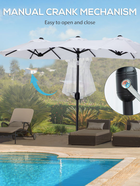 Round Metal Garden & Terrace Parasol White 2.85x1.47m