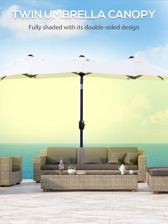 Round Metal Garden & Terrace Parasol White 2.85x1.47m