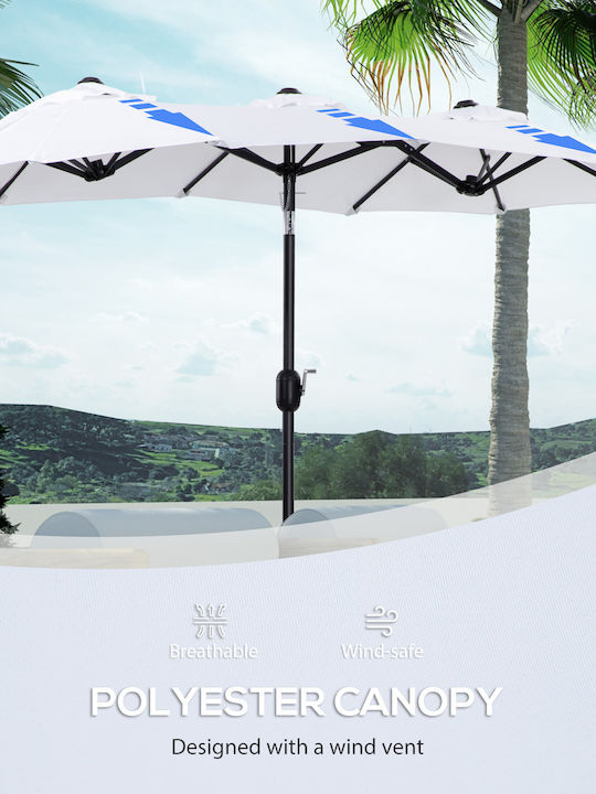 Round Metal Garden & Terrace Parasol White 2.85x1.47m