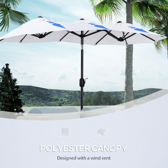 Round Garden Parasol Metal White F2.85xH2.27m