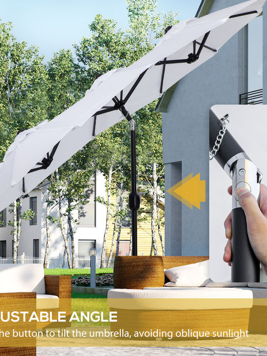 Round Metal Garden & Terrace Parasol White 2.85x1.47m