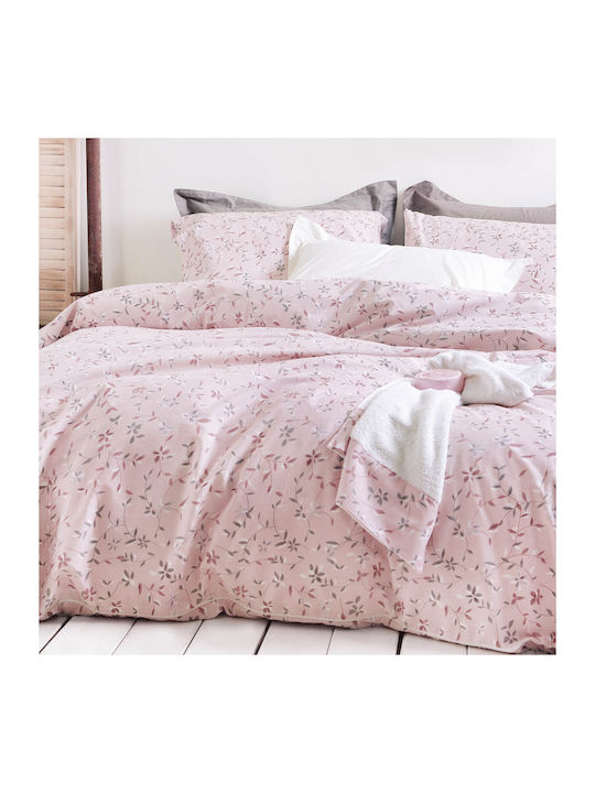 Rythmos Duvet Cover Set Cotton Queen with 2 Pillowcases 220x250 Carlin Pink