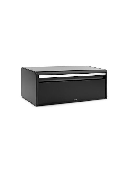 Brabantia Metallic Bread Box with Lid Matt Black Fall Front 46.5x25x18.7cm