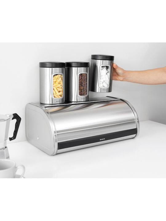 Brabantia Roll Top Ψωμιέρα με Καπάκι Μεταλλική Matt Steel