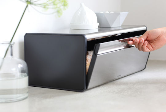 Brabantia Fall Front Ψωμιέρα με Καπάκι Μεταλλική Matt Steel 46.5x25x18.7cm