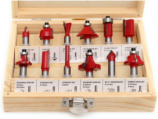 Kraft & Dele Set Freze Carbură pentru Lemn 8mm 12buc