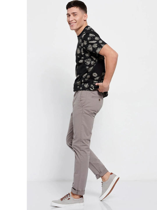 FBM007-00102 Trousers Chino Elastic in Straight Line Gray