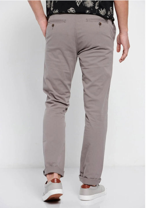 FBM007-00102 Trousers Chino Elastic in Straight Line Gray