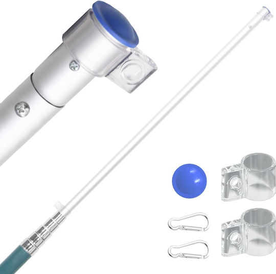 Flagpole Polyester Telescopic Silver 5.55 m made of Aluminum