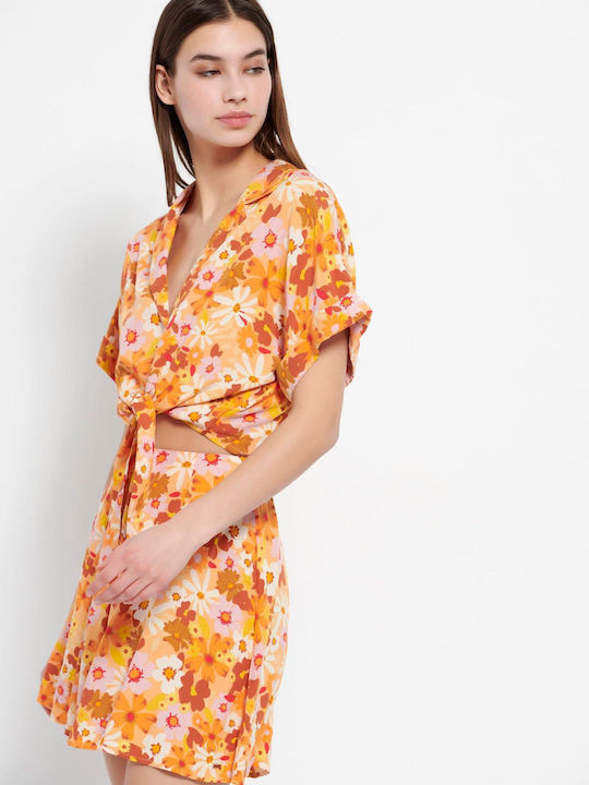 Γυναικείο Ψηλόμεσο Αθλητικό Σορτς Yellow Floral