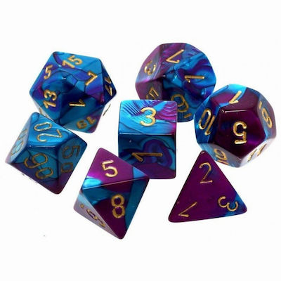 Chessex Gemini Mini-Polyhedral Dice Set Purple-Teal/Gold 7τμχ