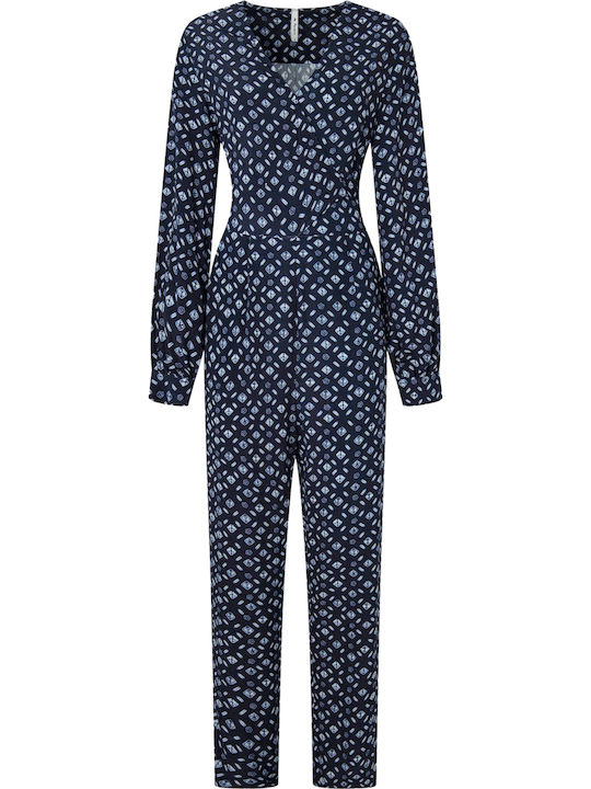 Edalia Women's Long-sleeved One-piece Suit Navy Blue