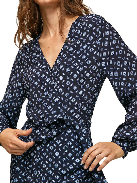 Edalia Women's Long-sleeved One-piece Suit Navy Blue