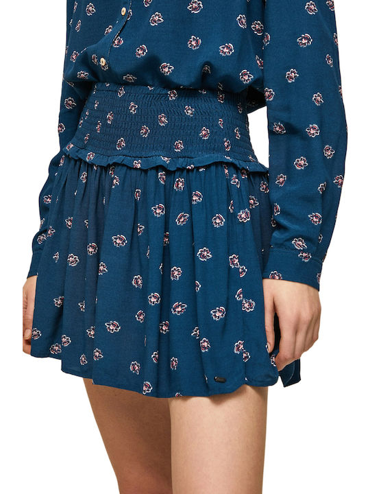 Bruna Denim Mini Skirt Floral Blue