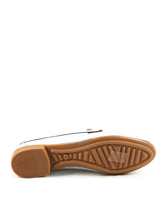 Leather Women's Loafers in Silver Color