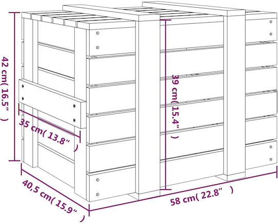 vidaXL Дърво Кутия за съхранение с капак Кафяв 58x40.5x42см 1бр