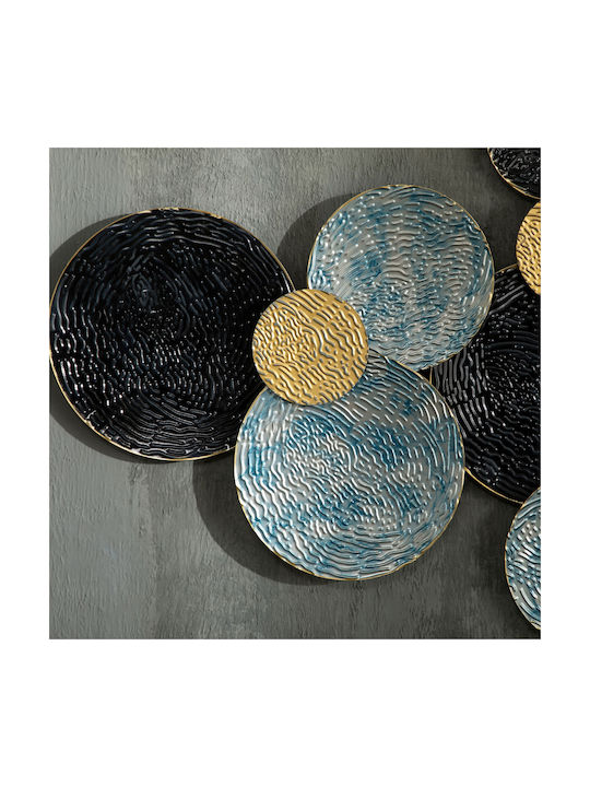 HomCom 3D Blue Geometric Wall Decor Element Made of Metal 133cm