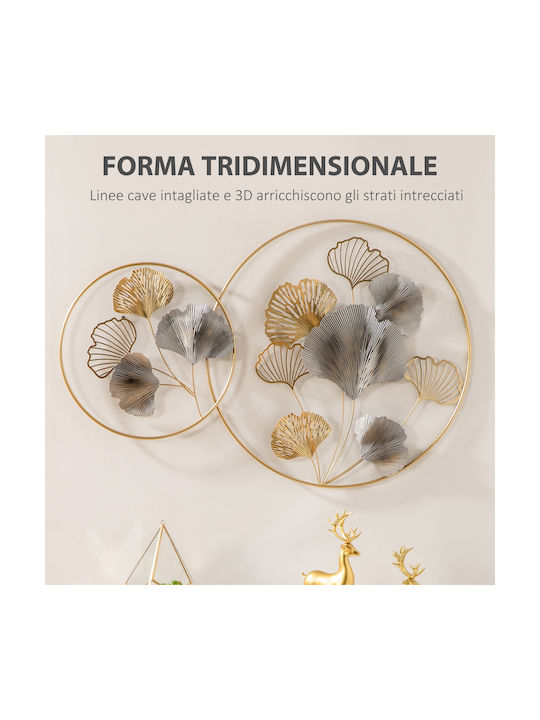 HomCom 3D Gold Wall Decor Made of Metal 138x70cm