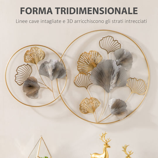 HomCom 3D Wanddekoration Gold Aus Metall 138x70cm