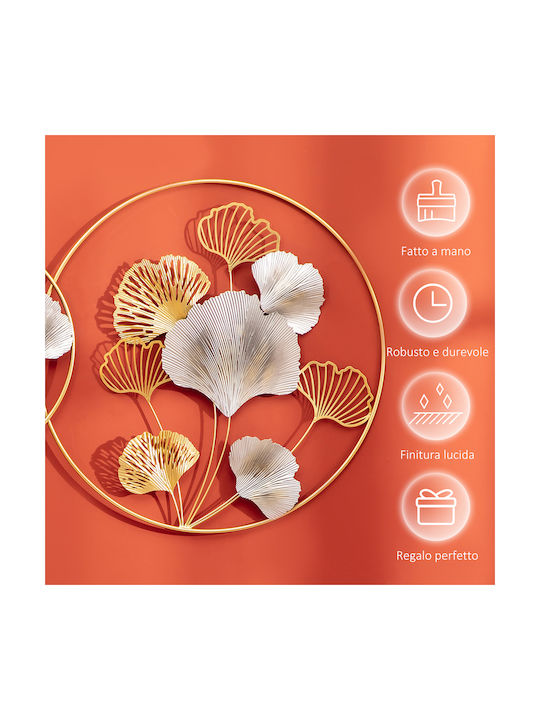 HomCom 3D Gold Wall Decor Made of Metal 138x70cm
