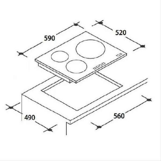 Candy Timeless Plită Ceramică Autonom cu Funcție de Blocare 59x52εκ.