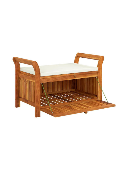 Bench Outdoor Wooden with Chest and Pillows 91x50x60cm