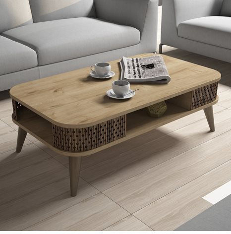 Rectangular Central Wooden Coffee Table Natural W105xD60xH34.6cm