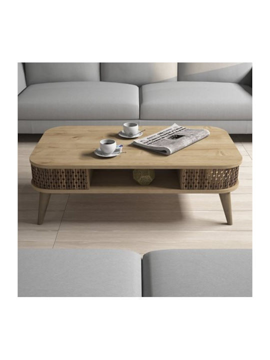 Rechteckiger Zentraler Kaffeetisch Aus Holz Natürliche M105xT60xH34,6cm HomeMarkt