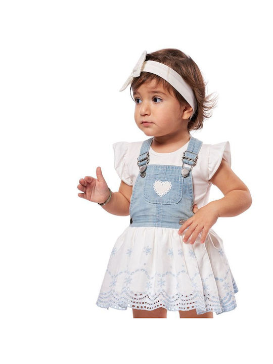 Εβίτα Kids Set with Skirt Summer 2pcs White