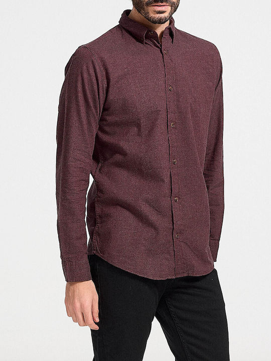 Jack & Jones Men's Shirt with Long Sleeves Slim Fit Burgundy