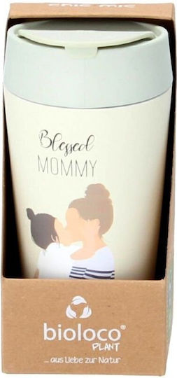 Chic Mic Blessed Mommy Cană Bambus cu Capac Bej 420ml