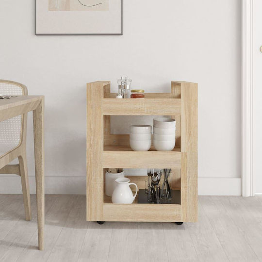 vidaXL Τρόλεϊ Κουζίνας Ξύλινο 3 Θέσεων Μπεζ 60x45x80cm