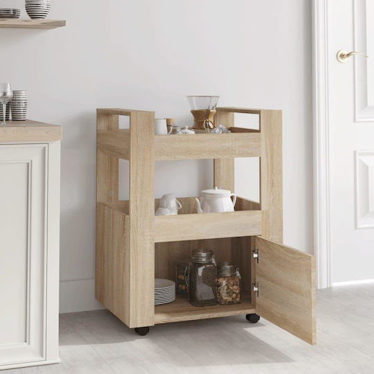vidaXL Τρόλεϊ Κουζίνας Ξύλινο 3 Θέσεων Μπεζ 60x45x80cm