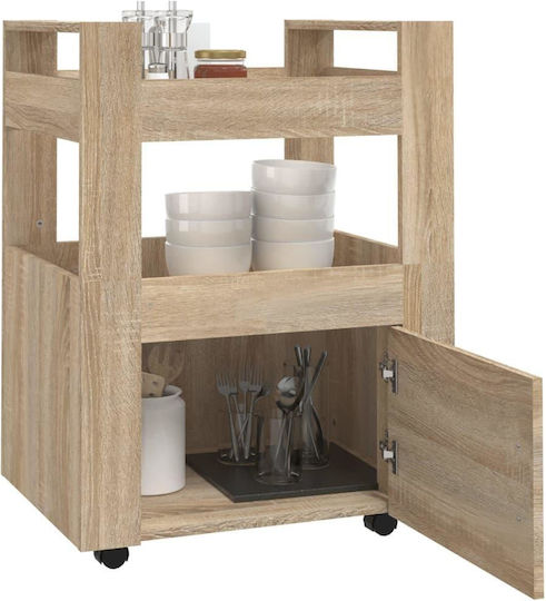 vidaXL Τρόλεϊ Κουζίνας Ξύλινο 3 Θέσεων Μπεζ 60x45x80cm
