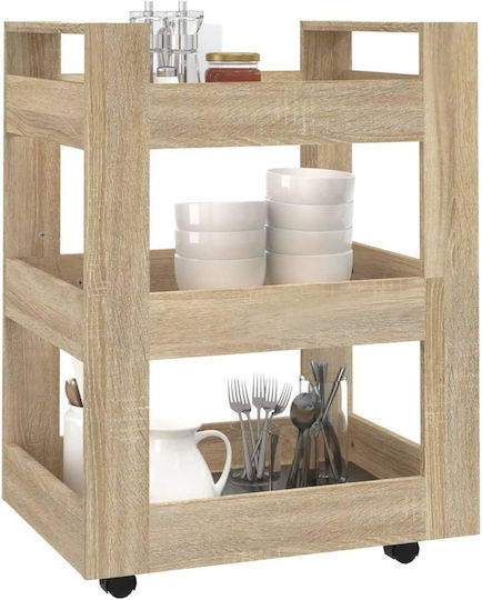 vidaXL Τρόλεϊ Κουζίνας Ξύλινο 3 Θέσεων Μπεζ 60x45x80cm