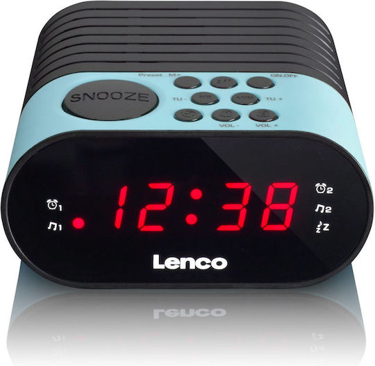 Lenco Lenco Digital Tabletop Clock LED Plastic with Alarm Clock & Radio Blue CR-07