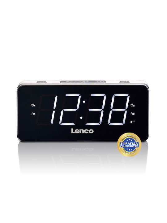 Lenco CR-18 Tabletop Digital Clock LED Plastic with Alarm Clock & Radio White CR-18