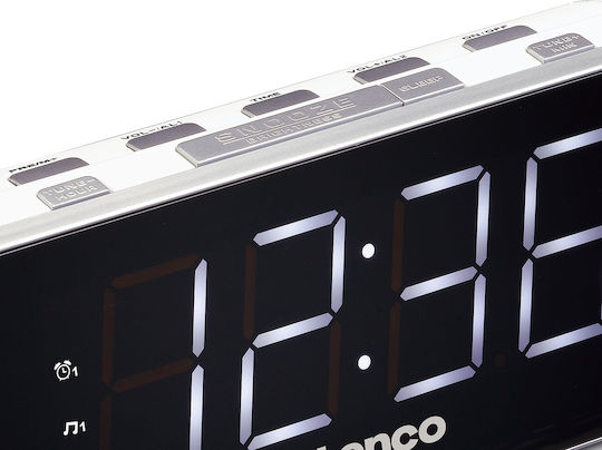 Lenco CR-18 Tabletop Digital Clock LED Plastic with Alarm Clock & Radio White CR-18