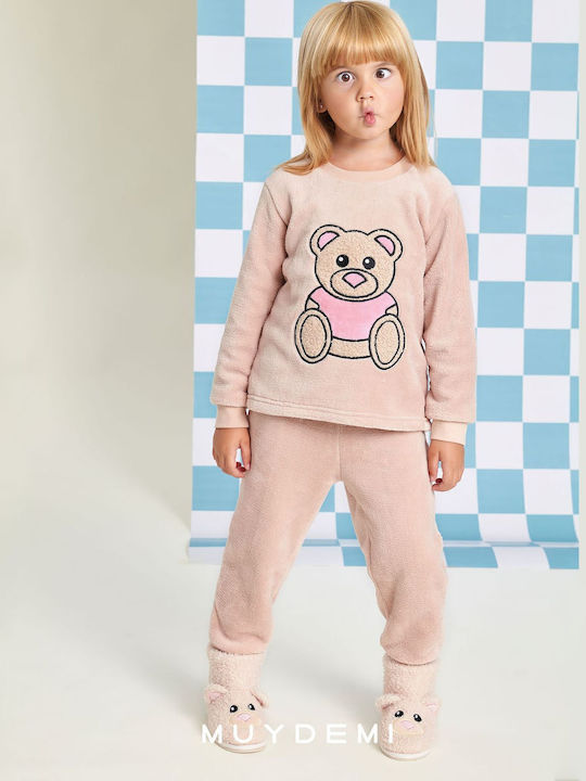 Muydemi Παιδική Πιτζάμα Χειμωνιάτικη Fleece Ροζ