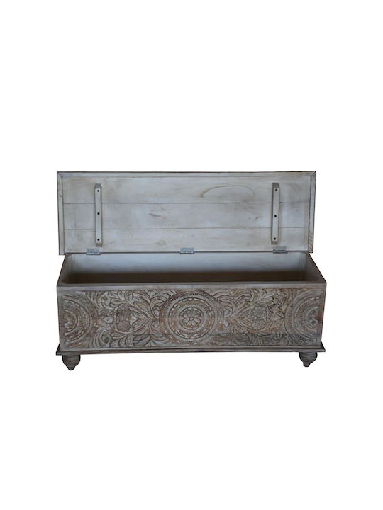 Liberta Sari Διακοσμητικό Μπαούλο Ξύλινο Λευκό 125x40x46εκ.