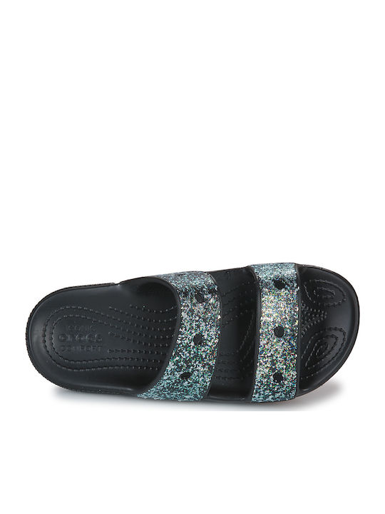 Kinder Badeschlappen Schwarz Glitter