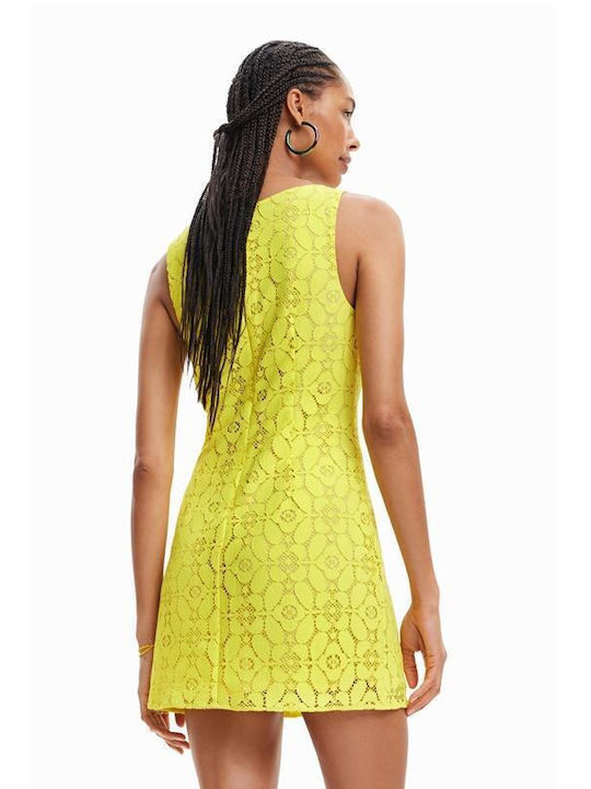 Desigual Summer Mini Dress Yellow