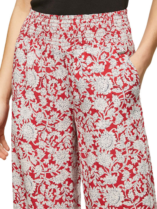 Birdy Women's Fabric Trousers Floral Red