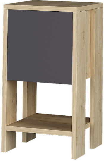 Bedside Table Ema Wooden Natural / Anthracite 30x30x55cm