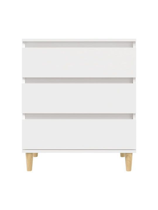 Wooden Chest of Drawers with 3 Drawers White 60x35x70cm