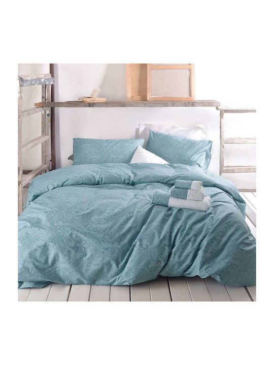Rythmos Duvet Cover Set Cotton Queen with 2 Pillowcases 225x250 Charisma Turquoise