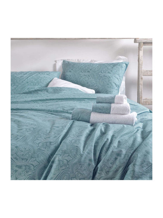 Rythmos Duvet Cover Set Cotton Queen with 2 Pillowcases 225x250 Charisma Turquoise