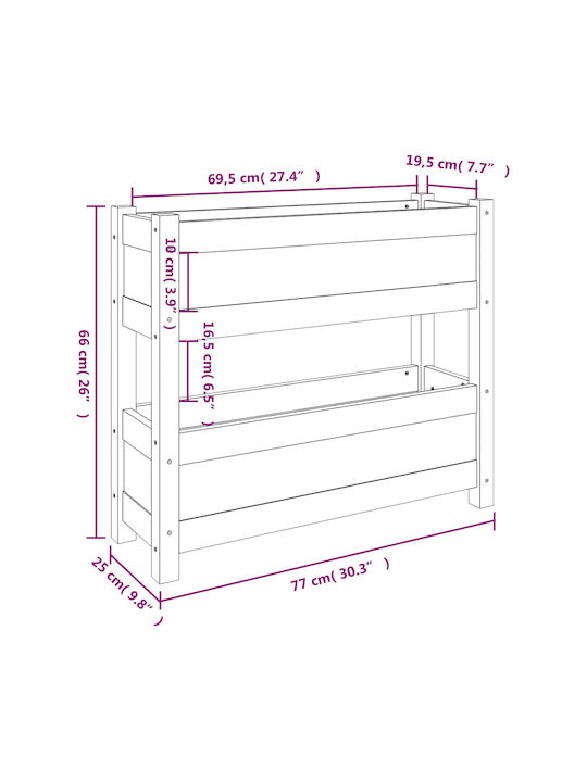 vidaXL Planter Box Lemn Negru 77x25x66cm.
